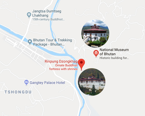 Rinpung Dzong Location Map 