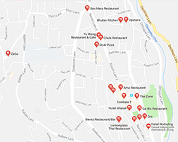 Map of Restaurants in Thimphu